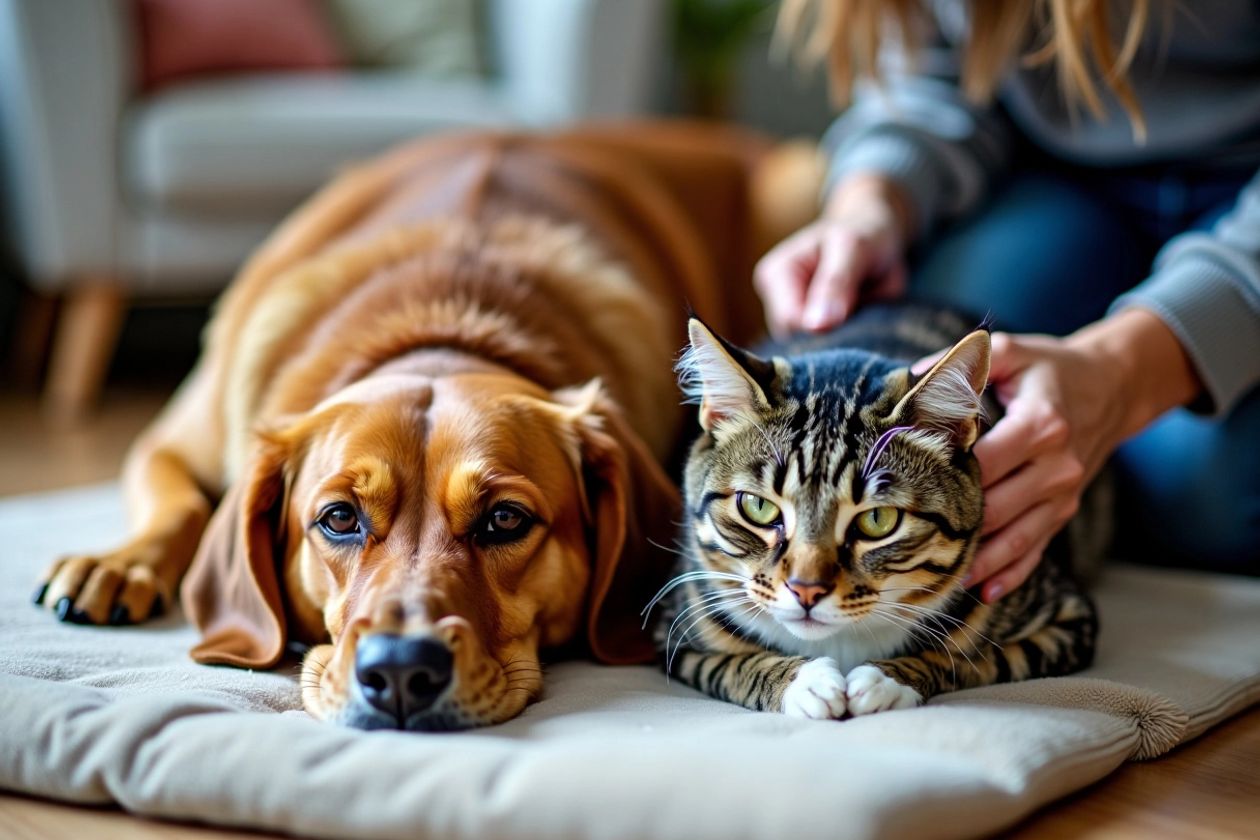 Evcil Hayvanlar İçin Masaj ve Egzersiz Teknikleri Kedi ve köpek masaj yapılıyor
