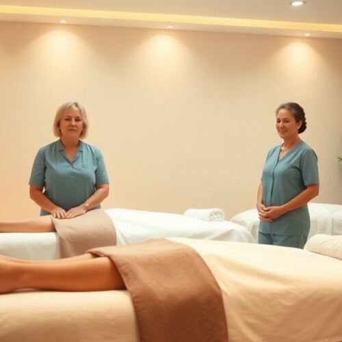 Yaşlı masözler masaj yapıyor.