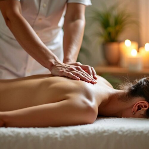 Kanser hastasına masaj yapan terapist.