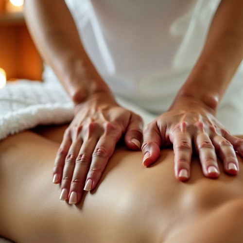 Masaj terapisti elleri ve sırt masajı