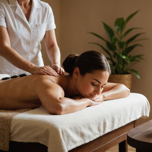 Masöz masaj yapıyor, huzurlu ortam