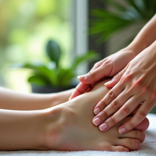 Ayak refleksolojisi masajı yapılan ayak