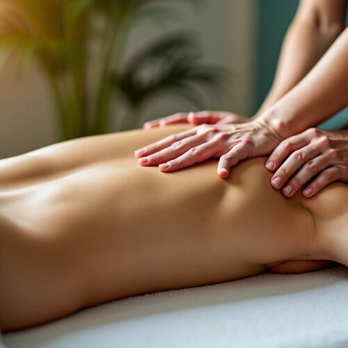 Masaj yapılan bir kişinin yakın plan fotoğrafı.