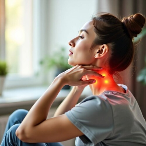 Boynunu ve omuzlarını ovalayan kişi