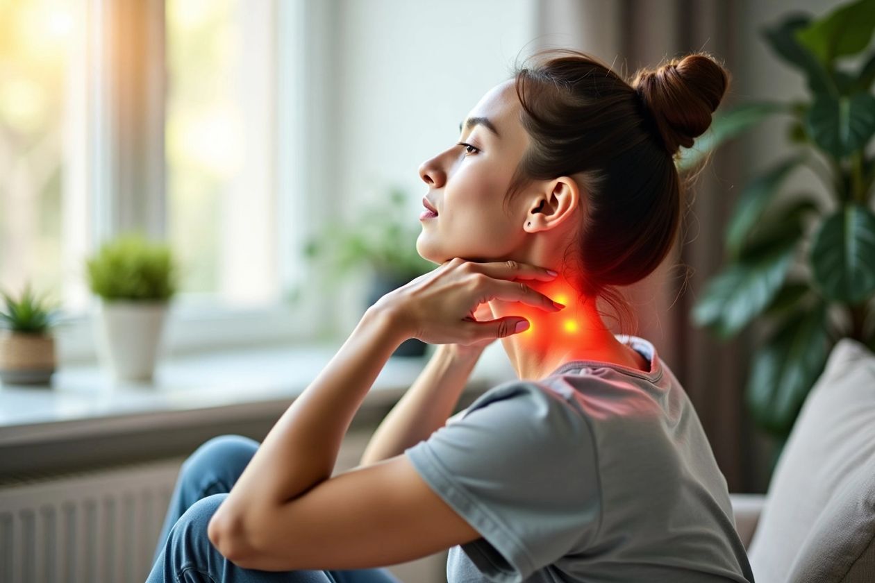 Gergin Omuzları Rahatlatmanın ve Boyun Ağrısını Hafifletmenin Yolları Boynunu ve omuzlarını ovalayan kişi