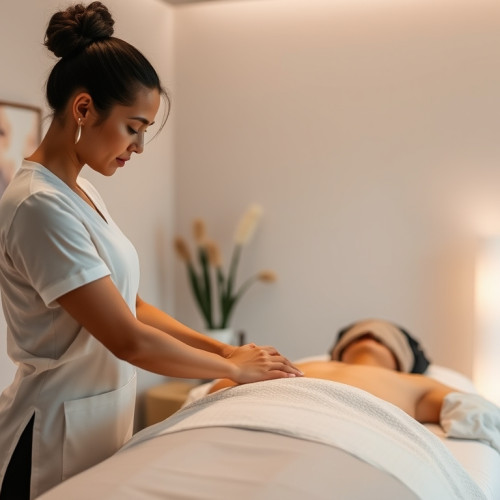 Special masseuse preparing for prostat massage therapy.