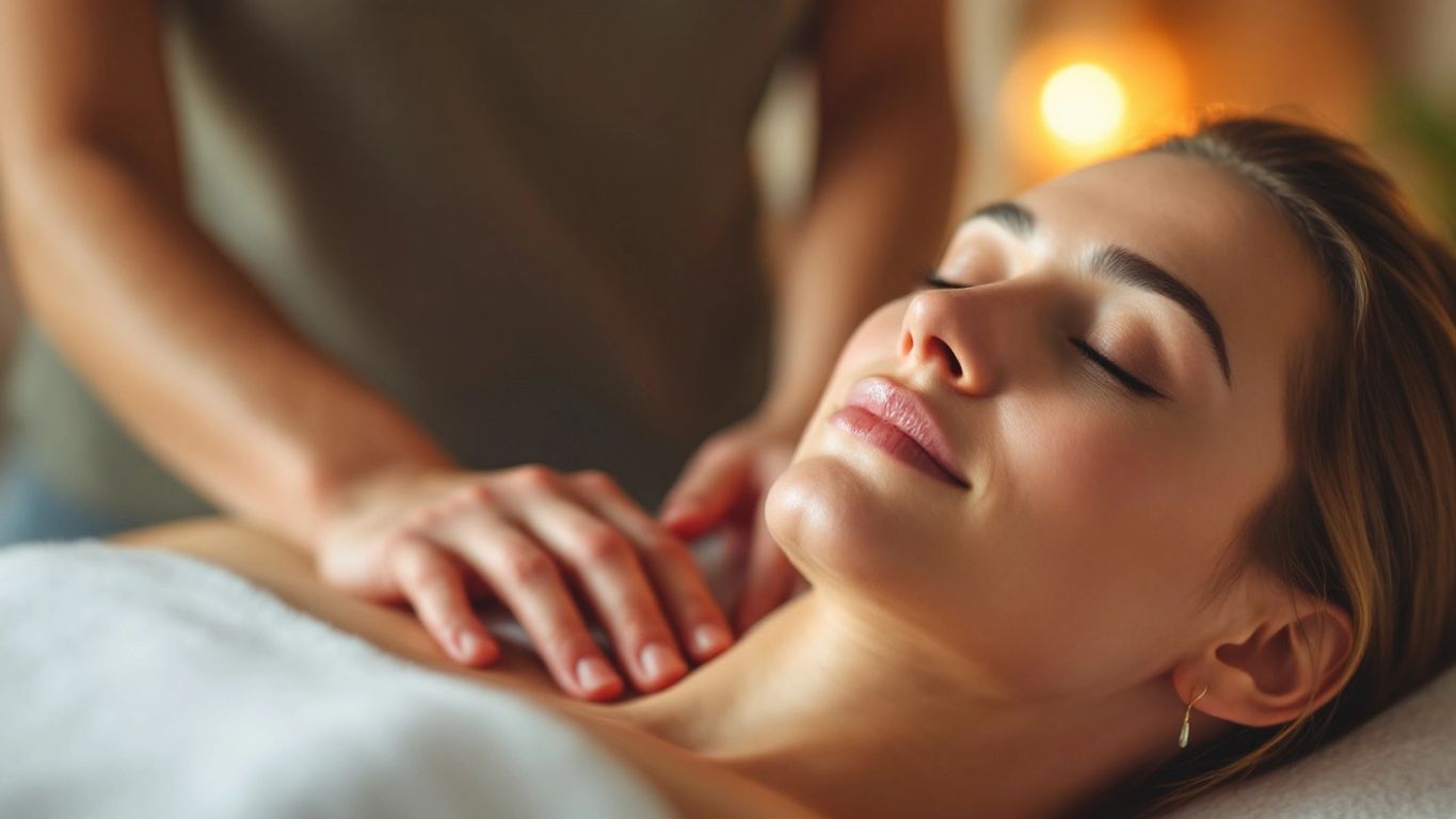 Sık Masajın Biyolojik Faydaları Masaj yapan birinin elleri ve rahatlayan kişi.