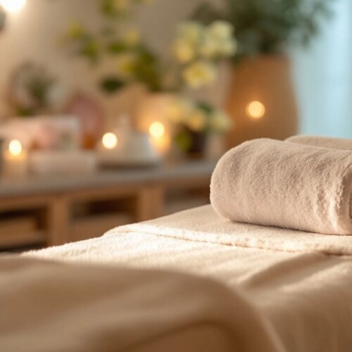 İsveç masajı için huzurlu bir spa ortamı.