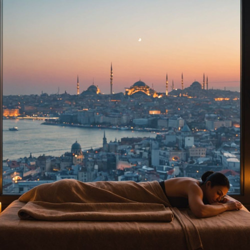 İstanbul manzaralı spa ve masaj masası