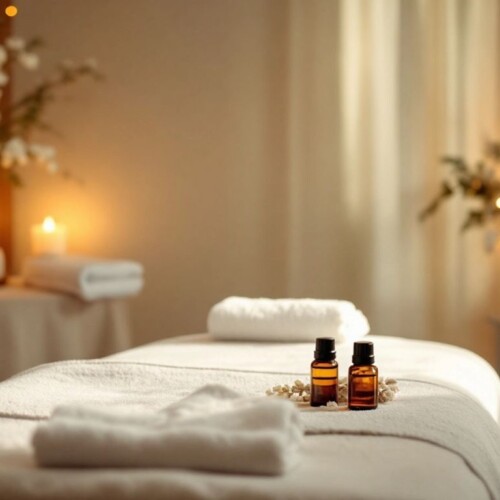 Masaj terapisi için huzurlu bir ortam.