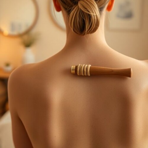 Kendinize masaj yaparken üst sırt görüntüsü.