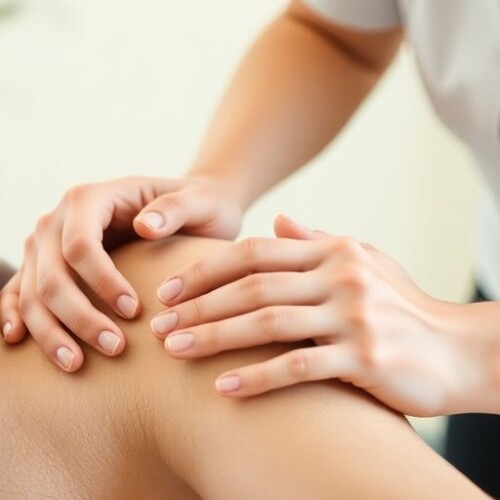 Fiziksel terapi seansı, omuz mobilizasyonu uygulanıyor.