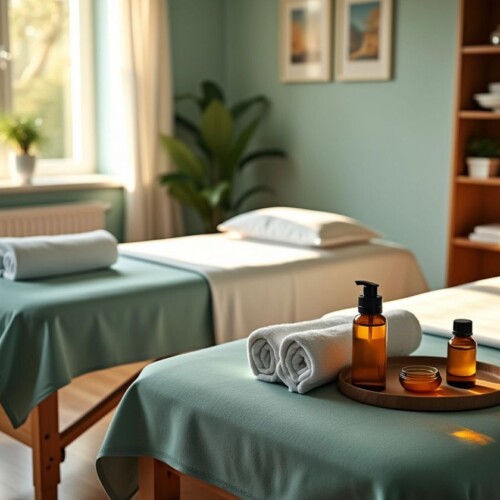 Fiziksel terapi ve masaj terapisi odası.