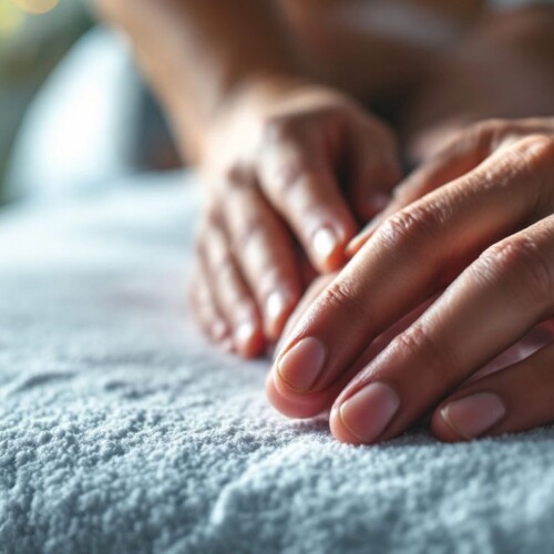 Ayak masajı yapılan bir ayak ve eller.