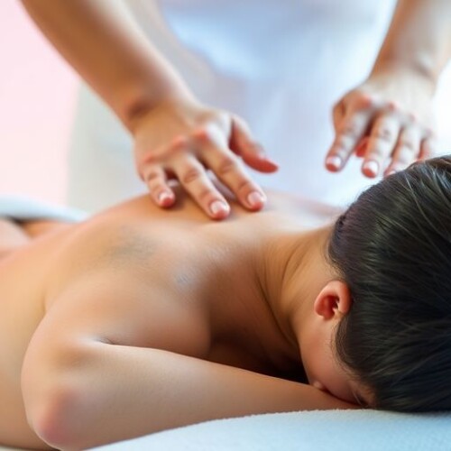 Sırt masajı yapan eller, rahatlama hissi.