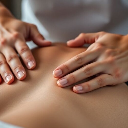 Masaj terapisti, müşterinin sırtında düğüm çözme yapıyor.