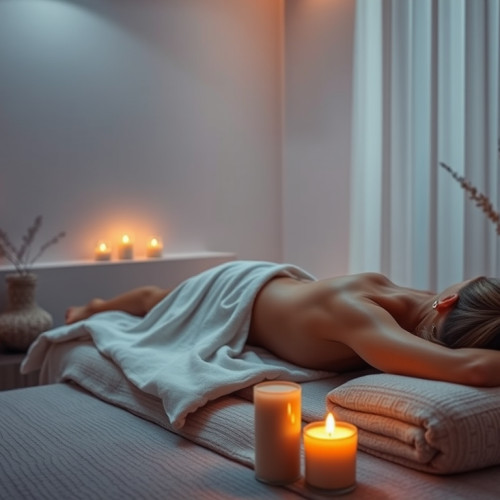 Tantra massage setting with candles and soft lighting.