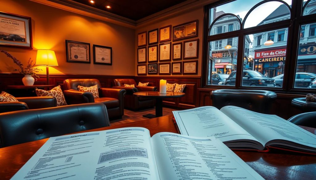A cozy massage parlor, dimly lit with warm, golden hues. Plush leather chairs and soothing scents of lavender and eucalyptus fill the air. In the foreground, a collection of client profiles lies open on a polished wooden table, each page revealing the unique needs and preferences of the establishment's diverse patrons. The middle ground showcases a series of framed certificates and accolades, attesting to the masseuses' expertise and dedication. In the background, a large window overlooks the bustling streets of Istanbul, a juxtaposition of the tranquil sanctuary and the lively city beyond. The overall atmosphere conveys a sense of harmony, where weary souls find respite and rejuvenation. A cozy massage parlor, dimly lit with warm, golden hues. Plush leather chairs and soothing scents of lavender and eucalyptus fill the air. In the foreground, a collection of client profiles lies open on a polished wooden table, each page revealing the unique needs and preferences of the establishment's diverse patrons. The middle ground showcases a series of framed certificates and accolades, attesting to the masseuses' expertise and dedication. In the background, a large window overlooks the bustling streets of Istanbul, a juxtaposition of the tranquil sanctuary and the lively city beyond. The overall atmosphere conveys a sense of harmony, where weary souls find respite and rejuvenation.