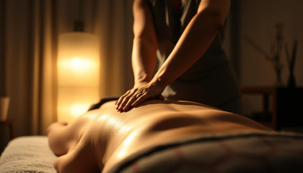 A dimly lit massage studio in Beşiktaş, Istanbul, with a serene and calming atmosphere. The camera focuses on a massage therapist's hands expertly performing deep tissue massage techniques on a client's back. Soft lighting casts gentle shadows, highlighting the intricate movements and the therapist's skilled touch. The scene conveys a sense of relaxation and rejuvenation, with attention to detail in the therapist's technique and the client's peaceful expression. The background is blurred, emphasizing the massage as the central focal point. A dimly lit massage studio in Beşiktaş, Istanbul, with a serene and calming atmosphere. The camera focuses on a massage therapist's hands expertly performing deep tissue massage techniques on a client's back. Soft lighting casts gentle shadows, highlighting the intricate movements and the therapist's skilled touch. The scene conveys a sense of relaxation and rejuvenation, with attention to detail in the therapist's technique and the client's peaceful expression. The background is blurred, emphasizing the massage as the central focal point.