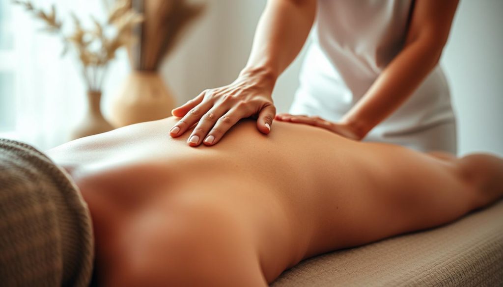 A serene and intimate scene of a deep tissue massage session, capturing the therapeutic essence of the practice. A tranquil setting with soft lighting, natural textures, and a sense of calm relaxation. The masseuse's skilled hands gently kneading into the recipient's back, working to release deep-seated tension and restore balance. The focus is on the therapist's technique, the client's comfort, and the restorative process unfolding. The overall mood is one of restorative healing, with a sense of care and attention to detail. A serene and intimate scene of a deep tissue massage session, capturing the therapeutic essence of the practice. A tranquil setting with soft lighting, natural textures, and a sense of calm relaxation. The masseuse's skilled hands gently kneading into the recipient's back, working to release deep-seated tension and restore balance. The focus is on the therapist's technique, the client's comfort, and the restorative process unfolding. The overall mood is one of restorative healing, with a sense of care and attention to detail.
