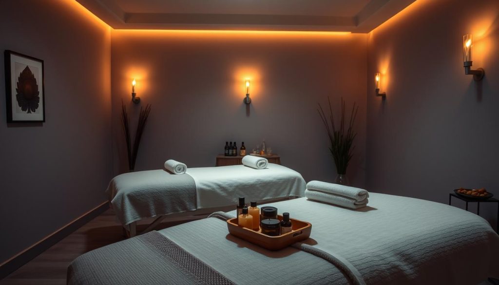 A serene and tranquil massage therapy studio, dimly lit with warm, soft lighting. Plush, inviting massage tables are set against a backdrop of soothing, neutral-toned walls. Diffused essential oils fill the air, creating a calming, therapeutic atmosphere. Carefully selected, high-quality massage oils and tools are neatly arranged, ready for a personalized, specialized massage experience. The space exudes an aura of professionalism, attention to detail, and a commitment to delivering exceptional, customized massage programs tailored to each individual's needs. A serene and tranquil massage therapy studio, dimly lit with warm, soft lighting. Plush, inviting massage tables are set against a backdrop of soothing, neutral-toned walls. Diffused essential oils fill the air, creating a calming, therapeutic atmosphere. Carefully selected, high-quality massage oils and tools are neatly arranged, ready for a personalized, specialized massage experience. The space exudes an aura of professionalism, attention to detail, and a commitment to delivering exceptional, customized massage programs tailored to each individual's needs.