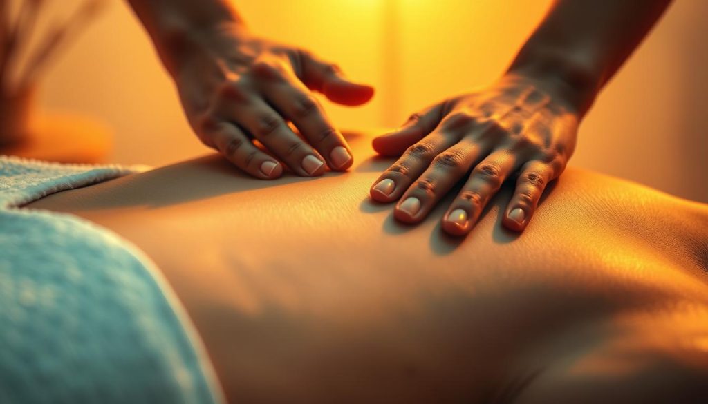 A serene and tranquil scene of a masseuse's hands gently kneading and manipulating the muscles, promoting increased blood circulation and lymphatic drainage. The warm, diffused lighting casts a soothing glow, evoking a sense of relaxation. The subject's body is depicted in a minimalist, abstract manner, allowing the focus to remain on the massage techniques. The composition features clean lines, soft hues, and a calming atmosphere, reflecting the physical and mental benefits of the therapeutic massage. A serene and tranquil scene of a masseuse's hands gently kneading and manipulating the muscles, promoting increased blood circulation and lymphatic drainage. The warm, diffused lighting casts a soothing glow, evoking a sense of relaxation. The subject's body is depicted in a minimalist, abstract manner, allowing the focus to remain on the massage techniques. The composition features clean lines, soft hues, and a calming atmosphere, reflecting the physical and mental benefits of the therapeutic massage.