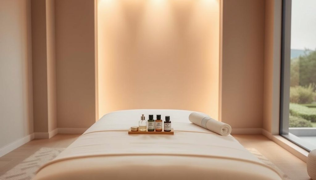 A serene, minimalist scene showcasing the pricing and payment options for a professional massage experience. In the foreground, a clean, modern massage table with a crisp white sheet and a simple set of massage oils and tools neatly arranged. The middle ground features a soothing, neutral-toned wall with a warm, indirect lighting setup, casting a soft, inviting glow. The background depicts a tranquil, natural landscape visible through a large window, perhaps with a glimpse of a calming garden or serene cityscape. The overall atmosphere conveys a sense of tranquility, professionalism, and attention to detail, reflecting the careful consideration of pricing and payment in the massage therapy experience. A serene, minimalist scene showcasing the pricing and payment options for a professional massage experience. In the foreground, a clean, modern massage table with a crisp white sheet and a simple set of massage oils and tools neatly arranged. The middle ground features a soothing, neutral-toned wall with a warm, indirect lighting setup, casting a soft, inviting glow. The background depicts a tranquil, natural landscape visible through a large window, perhaps with a glimpse of a calming garden or serene cityscape. The overall atmosphere conveys a sense of tranquility, professionalism, and attention to detail, reflecting the careful consideration of pricing and payment in the massage therapy experience.