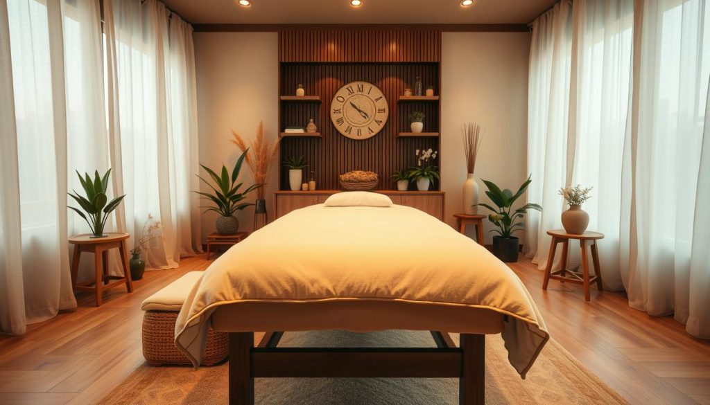 A serene, professional massage therapy studio with warm, natural lighting and soothing, earthy tones. A plush massage table takes center stage, surrounded by carefully curated decor elements like potted plants, soft linens, and wooden accents. The atmosphere evokes a sense of relaxation and rejuvenation. The camera angle captures the room's inviting ambiance, showcasing the high-quality, expert-level massage services offered at Armut Masaj Terapisti. A serene, professional massage therapy studio with warm, natural lighting and soothing, earthy tones. A plush massage table takes center stage, surrounded by carefully curated decor elements like potted plants, soft linens, and wooden accents. The atmosphere evokes a sense of relaxation and rejuvenation. The camera angle captures the room's inviting ambiance, showcasing the high-quality, expert-level massage services offered at Armut Masaj Terapisti.