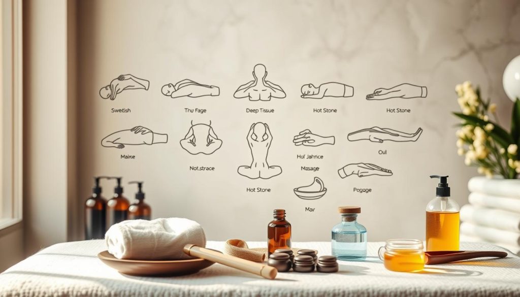 A serene scene of various massage techniques, captured in soft, natural lighting. In the foreground, a table with an array of massage oils, towels, and tools, conveying the expertise and care of a skilled barber. In the middle ground, intricate illustrations of different massage modalities - Swedish, deep tissue, hot stone, and more - showcasing the breadth of services. The background features a tranquil, spa-like setting with calming colors and textures, inviting the viewer to imagine the restorative experience. The overall composition evokes a sense of relaxation, wellness, and the transformative power of the barber's craft. A serene scene of various massage techniques, captured in soft, natural lighting. In the foreground, a table with an array of massage oils, towels, and tools, conveying the expertise and care of a skilled barber. In the middle ground, intricate illustrations of different massage modalities - Swedish, deep tissue, hot stone, and more - showcasing the breadth of services. The background features a tranquil, spa-like setting with calming colors and textures, inviting the viewer to imagine the restorative experience. The overall composition evokes a sense of relaxation, wellness, and the transformative power of the barber's craft.