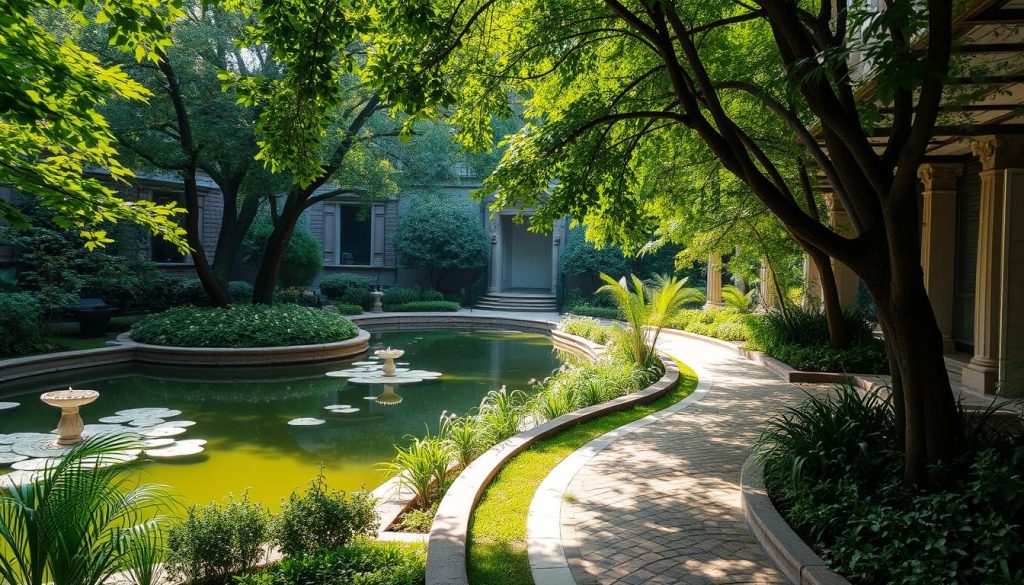 A serene urban sanctuary, a hidden oasis within the bustling metropolis of Istanbul. Lush greenery and tranquil ponds surround you, muffling the distant sounds of the city. Soft natural light filters through the canopy, casting a warm, soothing glow. Ornate stone pathways wind through the tranquil grounds, inviting you to wander and immerse yourself in the calming atmosphere. Architectural details blend seamlessly with the natural landscape, creating a harmonious and restorative environment. This is a place of respite, where the stresses of the outside world melt away, leaving you in a state of peaceful contemplation. A serene urban sanctuary, a hidden oasis within the bustling metropolis of Istanbul. Lush greenery and tranquil ponds surround you, muffling the distant sounds of the city. Soft natural light filters through the canopy, casting a warm, soothing glow. Ornate stone pathways wind through the tranquil grounds, inviting you to wander and immerse yourself in the calming atmosphere. Architectural details blend seamlessly with the natural landscape, creating a harmonious and restorative environment. This is a place of respite, where the stresses of the outside world melt away, leaving you in a state of peaceful contemplation.