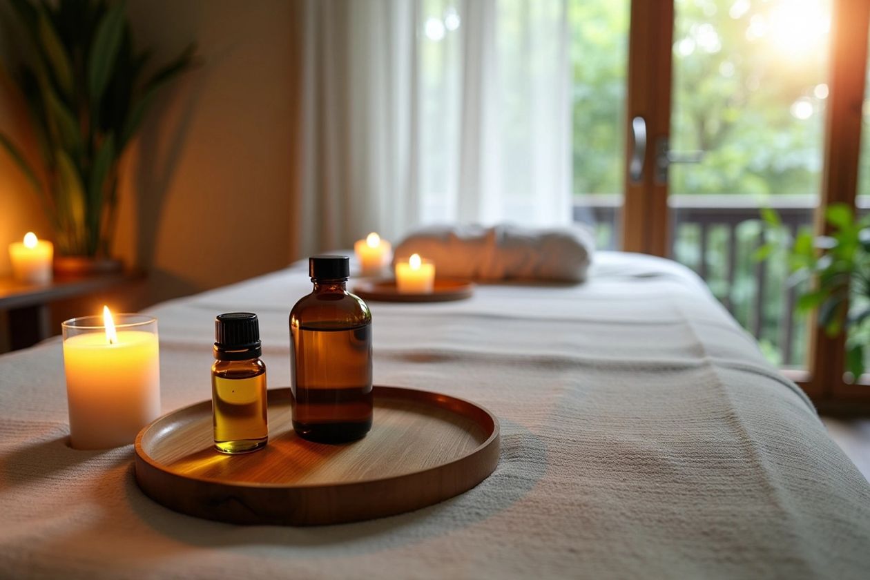 Masaj Çeşitleri Neler? Kısa Bir Video İle Bakış Masaj masası ve aromatik yağlar