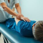 Yatarak Omuz Mobilizasyonu Tekniği Fiziksel terapi seansı, omuz mobilizasyonu tekniği.