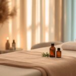 Klasik masaj masası ve huzurlu bir atmosfer.