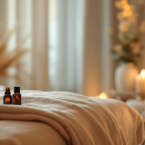 Masaj terapisi için huzurlu bir ortam.