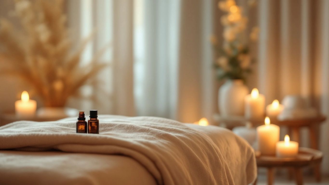 Masaj Terapisi İçin Kendine Bakım İpuçları Masaj terapisi için huzurlu bir ortam.