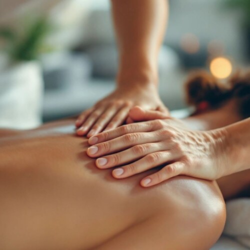 Sırt masajı yapan bir terapist.