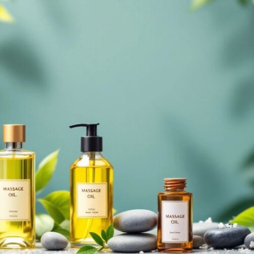Çeşitli masaj yağları ve doğal unsurlar.