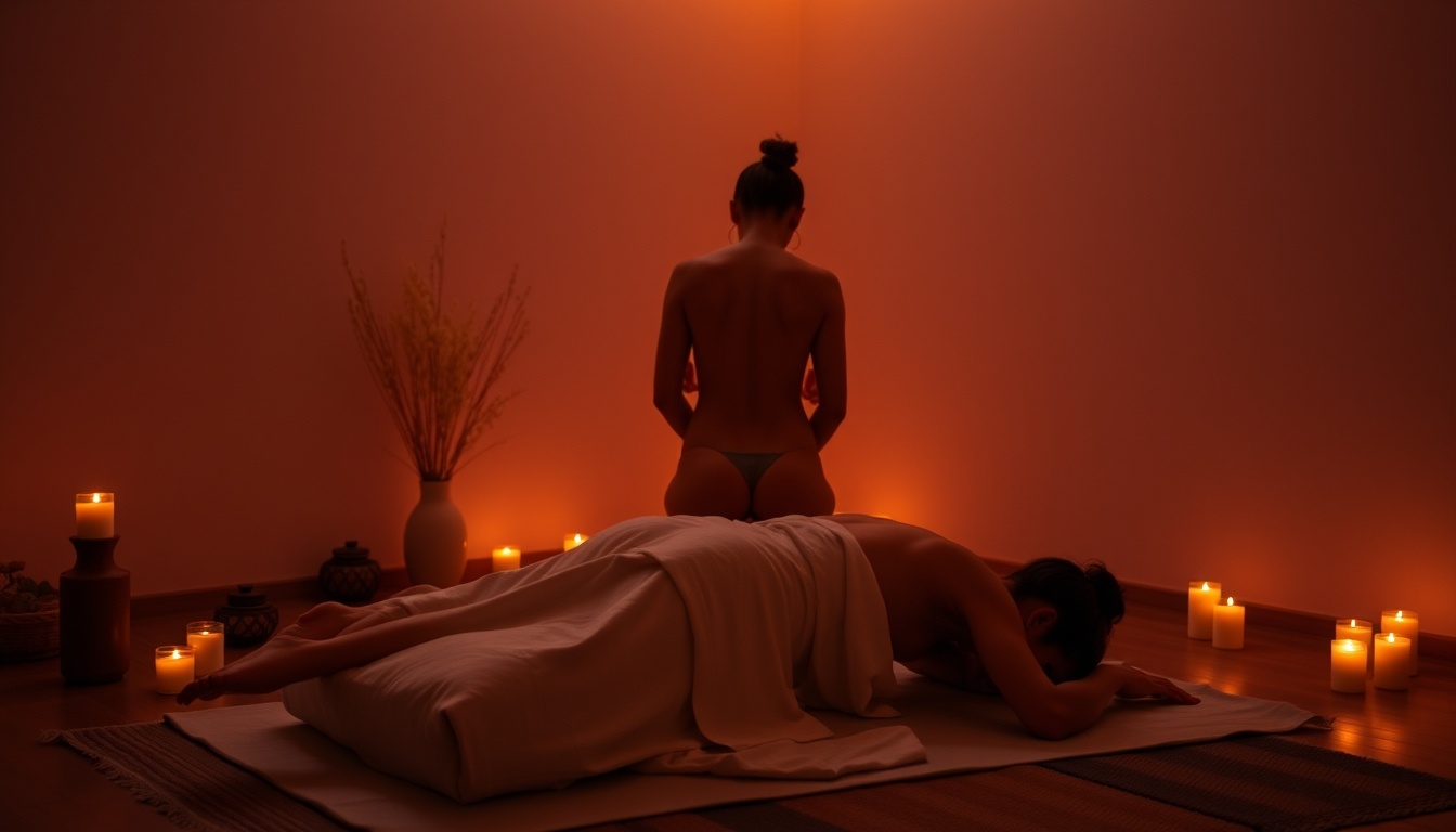 Tantra Masajı: Cinsel Enerjiyi Yükseltmenin Yolu Intimate Tantra massage scene with soft lighting and connection.